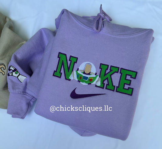 Buzz Toy Story Couples With Sleeve Embroidery Hooded Sweatshirt