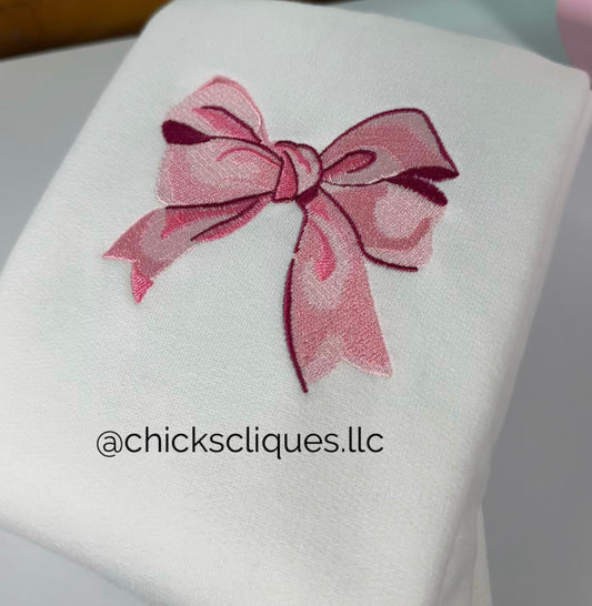 Pink Bow Valentines Embroidery Crewneck Sweatshirt