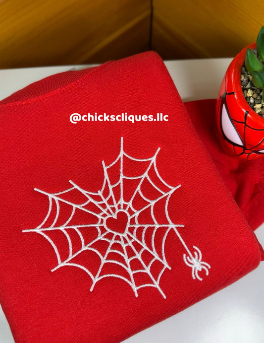 Spider Web Customizable Embroidery Crewneck Sweatshirt