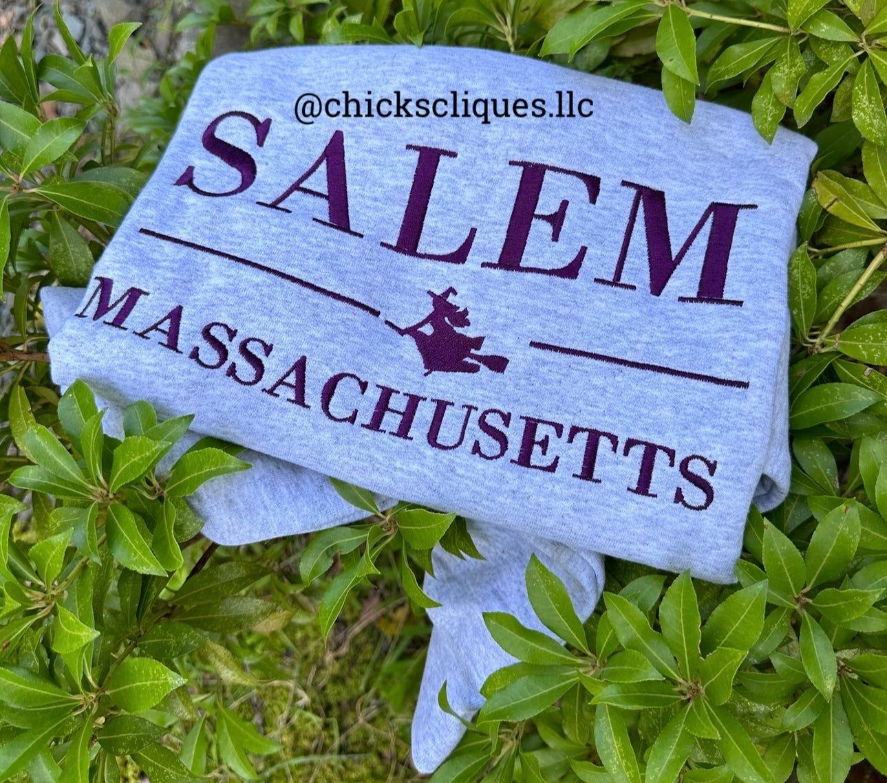 Salem Massachusetts Witch Halloween 8x10 Embroidery Crewneck Sweatshirt