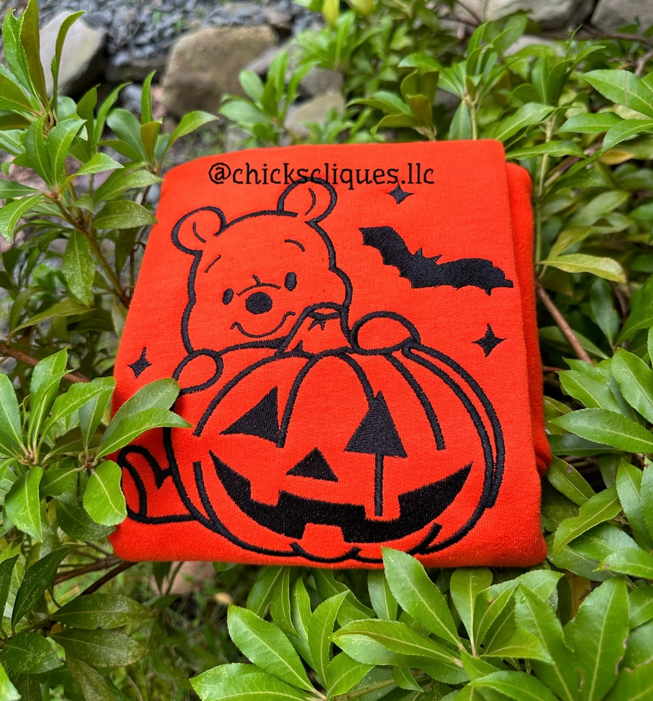 Bear Pumpkin and Bats 8x10 Embroidery Crewneck Sweatshirt