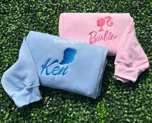 Barbie and Ken Spell Out Embroidery Crewneck Sweatshirt