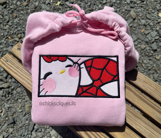 Kitty x Spider Squished Frame Embroidery Hooded Sweatshirt