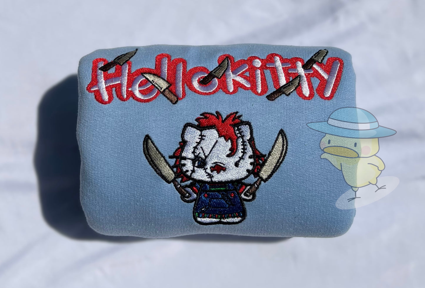 Kitty x Chucky Halloween Y2K Embroidery Crewneck Sweatshirt