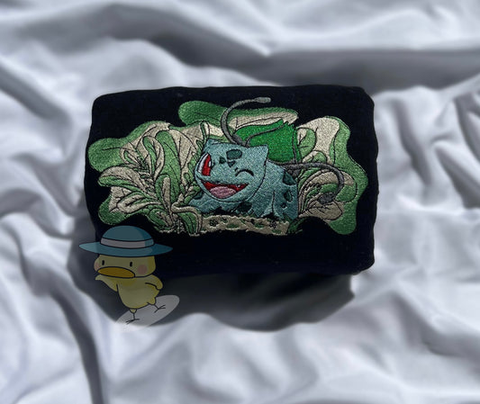 Anime Bulbasaur Embroidery Crewneck Sweatshirt