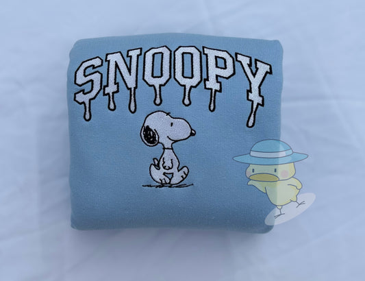Snoopy Animation Christmas Drip Embroidery Crewneck Sweatshirt