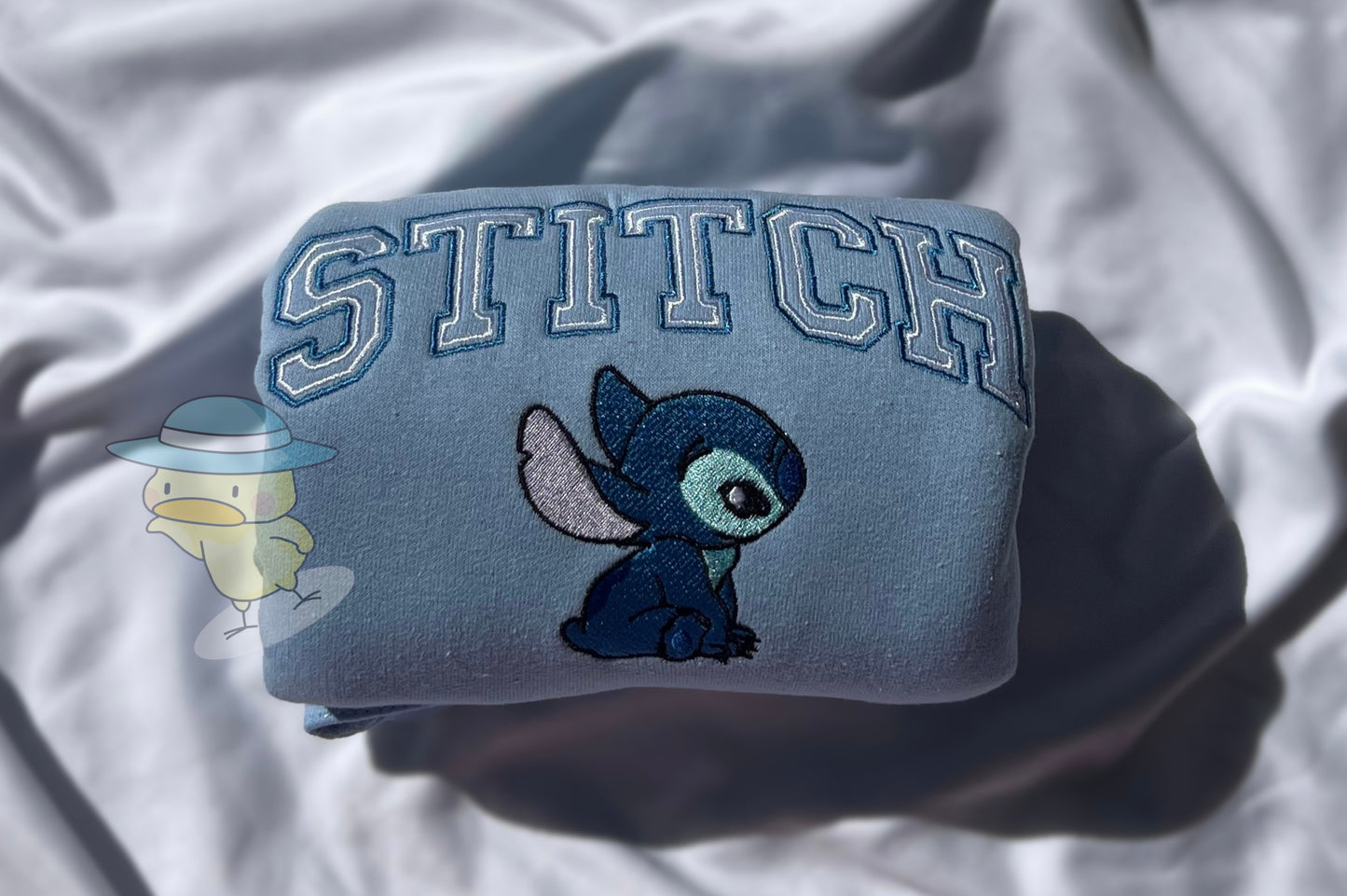 Stitch Outline Couples Embroidery Crewneck Sweatshirt