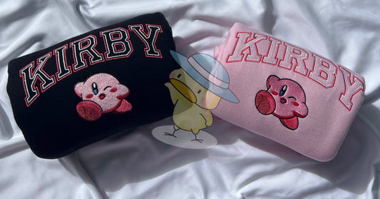 Kirby Outline Wink Embroidery Crewneck Sweatshirt