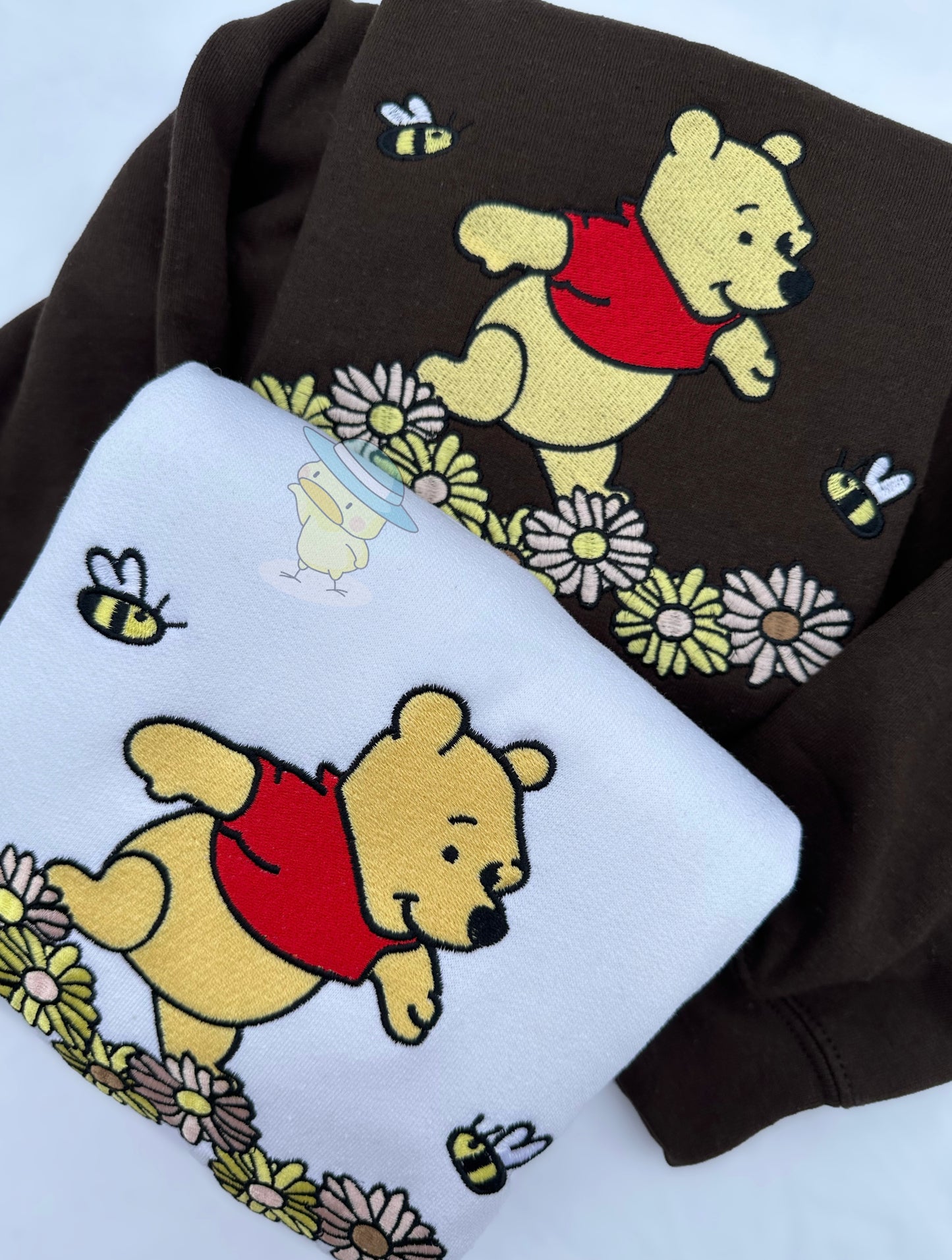 Bear Bee and Flowers 8x10 Embroidery Crewneck Sweatshirt