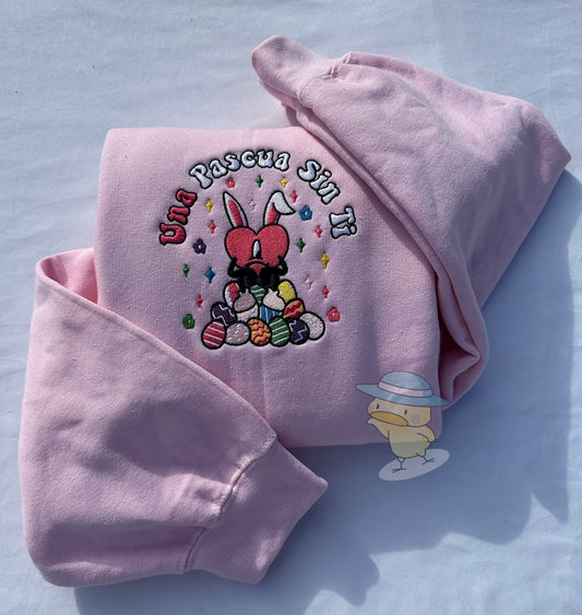Bad Bunny Una Pascua Sin Ti Embroidery Crewneck Sweatshirt