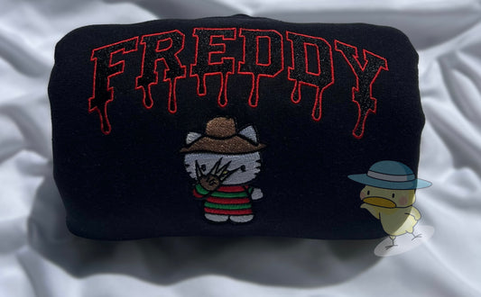 Kitty Freddy Halloween Drip Embroidery Crewneck Sweatshirt