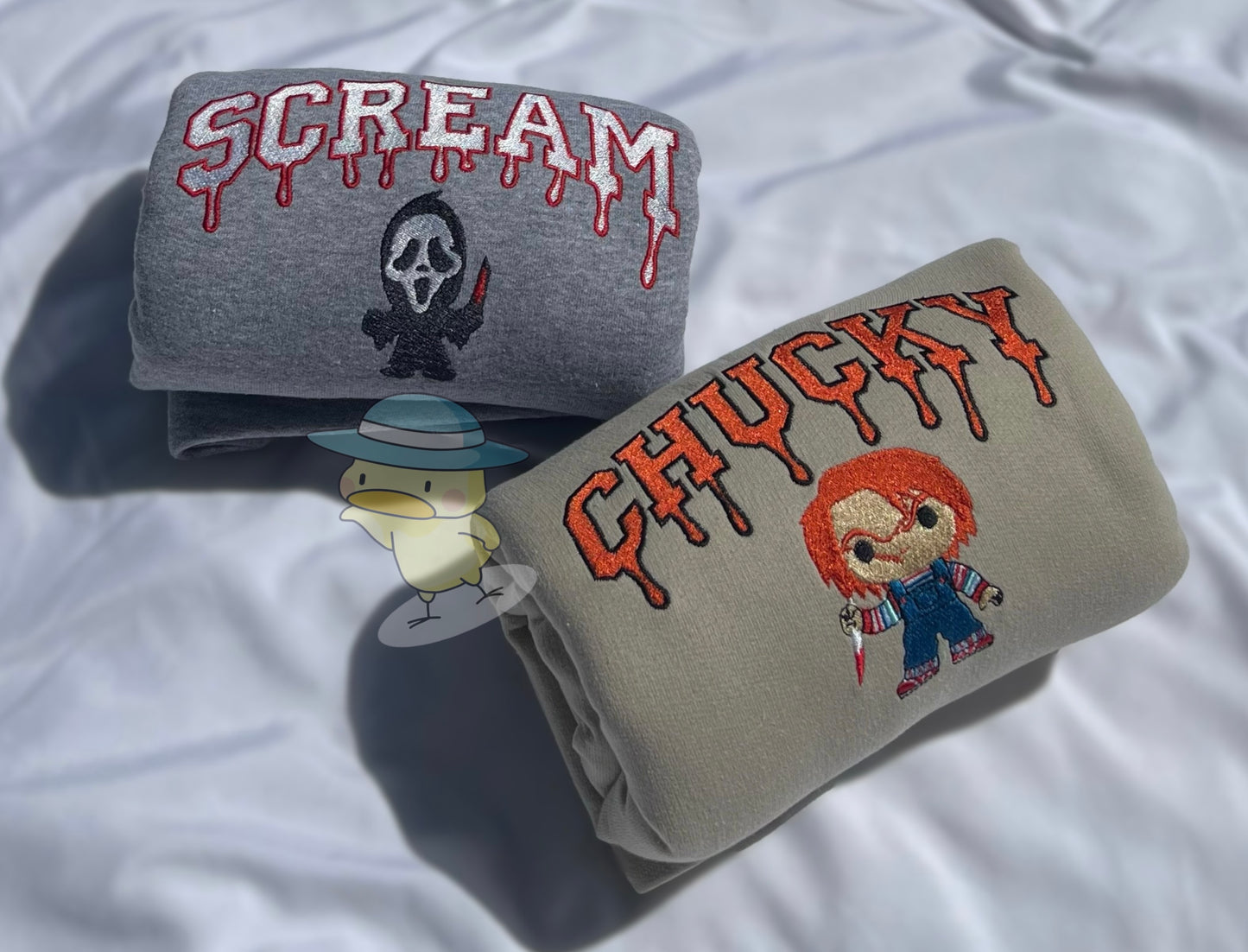 Chucky Doll Halloween Drip Embroidery Crewneck Sweatshirt