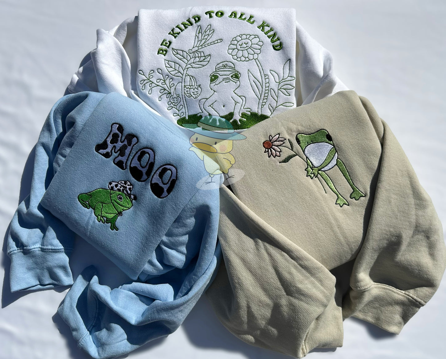 Frog Moo Cow Print Y2K Embroidery Crewneck Sweatshirt