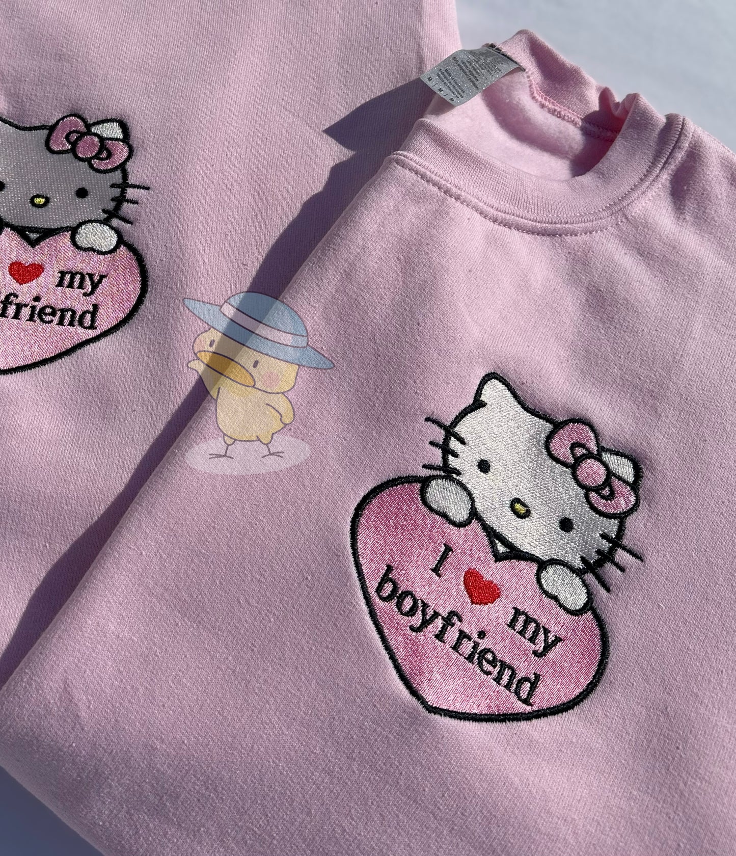 *I Love My Boyfriend* Hello Kitty Edition Embroidery Crewneck Sweatshirt