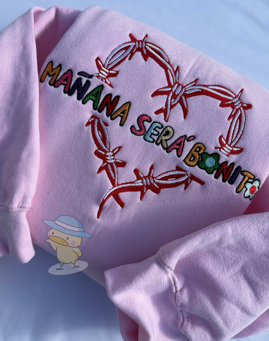 Mañana Será Bonito Karol G Heart 8x10 Embroidery Crewneck Sweatshirt