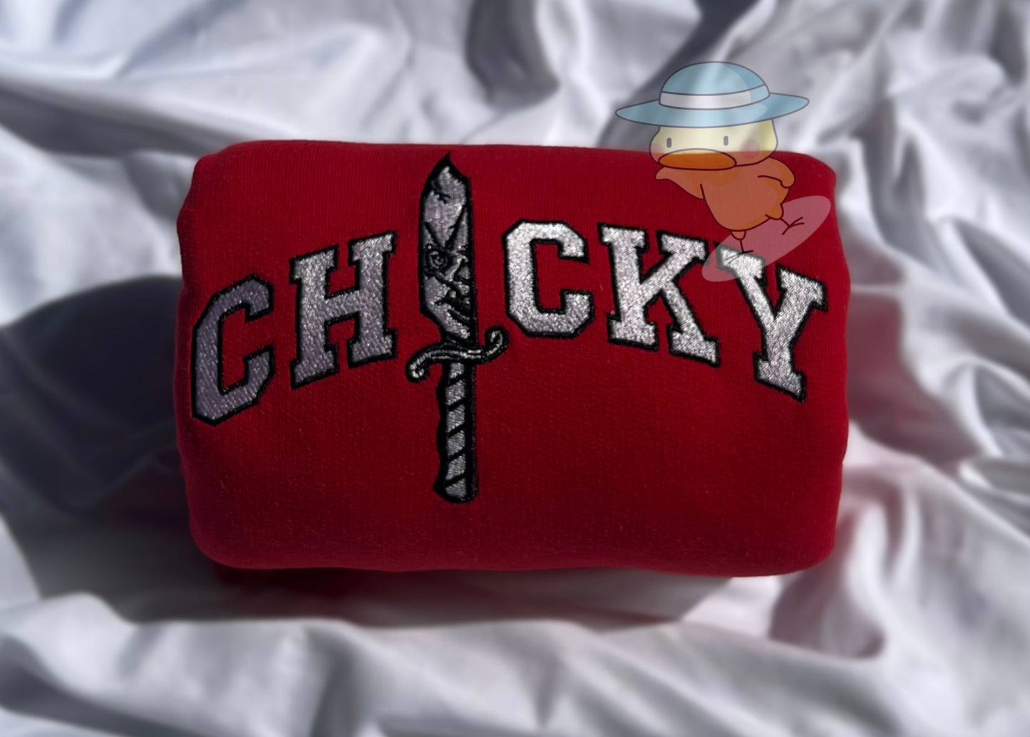 Chucky Halloween Knife Embroidery Crewneck Sweatshirt