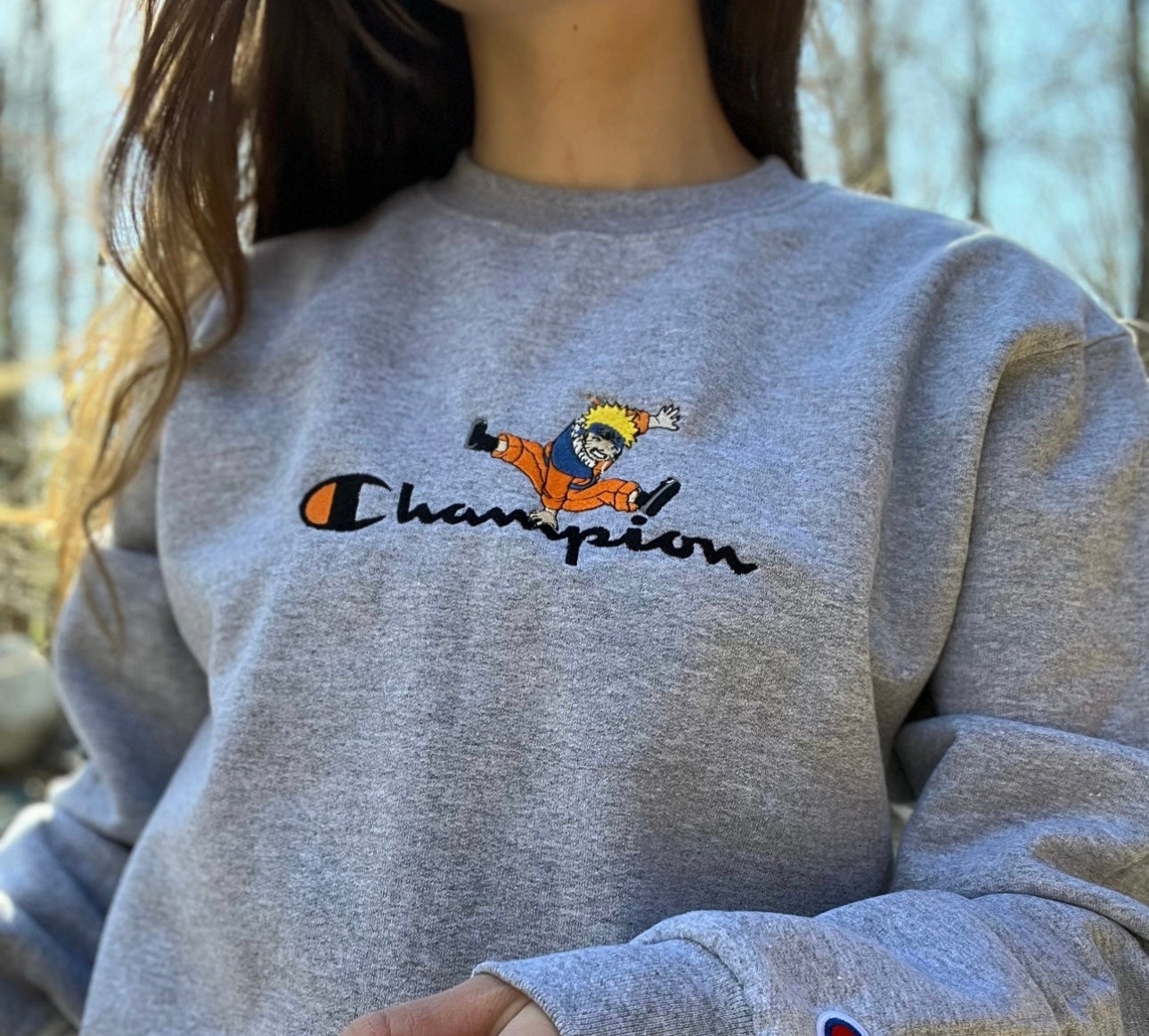 Anime x Champion Embroidery Crewneck Sweatshirt