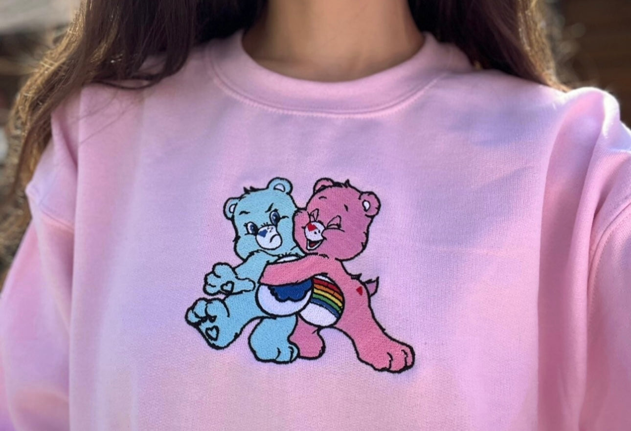 Bears Hugging Embroidery Crewneck Sweatshirt