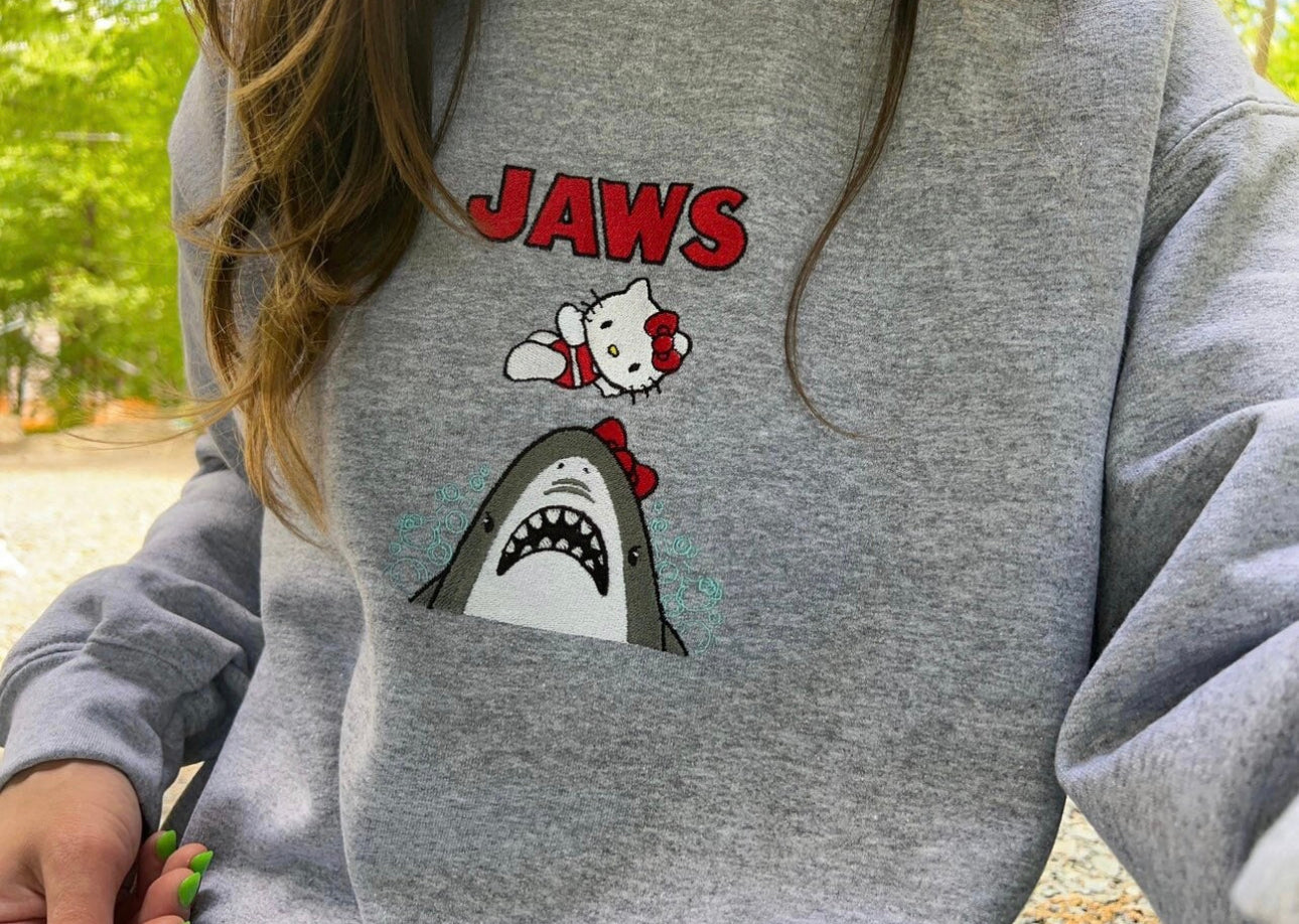 Kitty x Jaws Shark 8x10 Embroidery Crewneck Sweatshirt