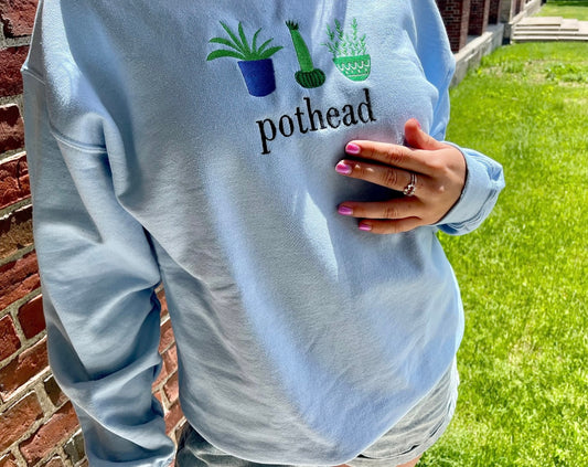 Pothead Plants Embroidery Crewneck Sweatshirt