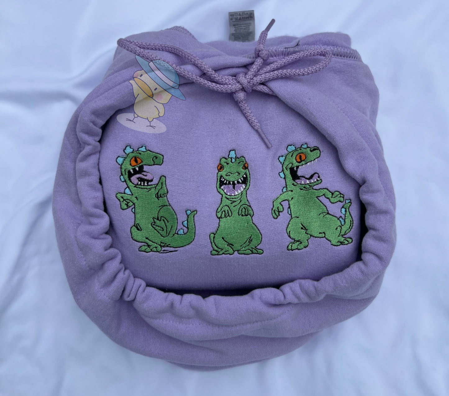 Dinosaur Trio Embroidery Hooded Sweatshirt