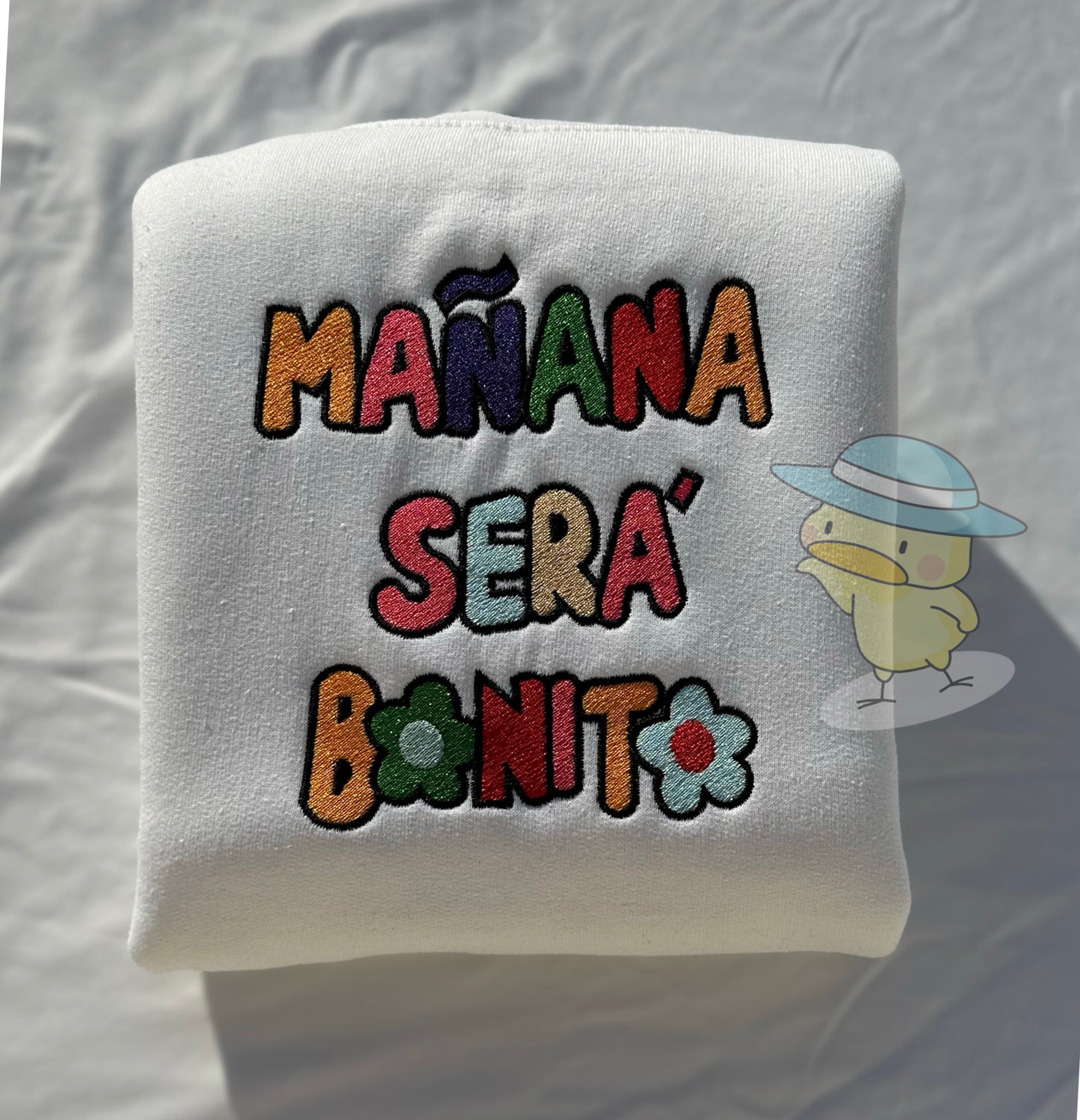 Mañana Será Bonito Karol G Text 8x10 Embroidery Crewneck Sweatshirt