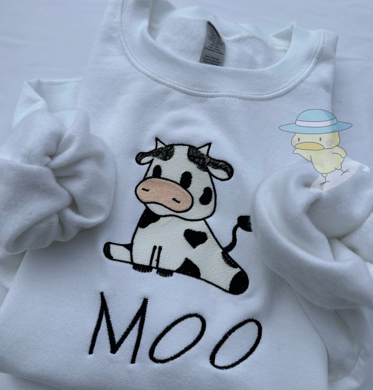 Cow Moo Animation 8x10 Embroidery Crewneck Sweatshirt