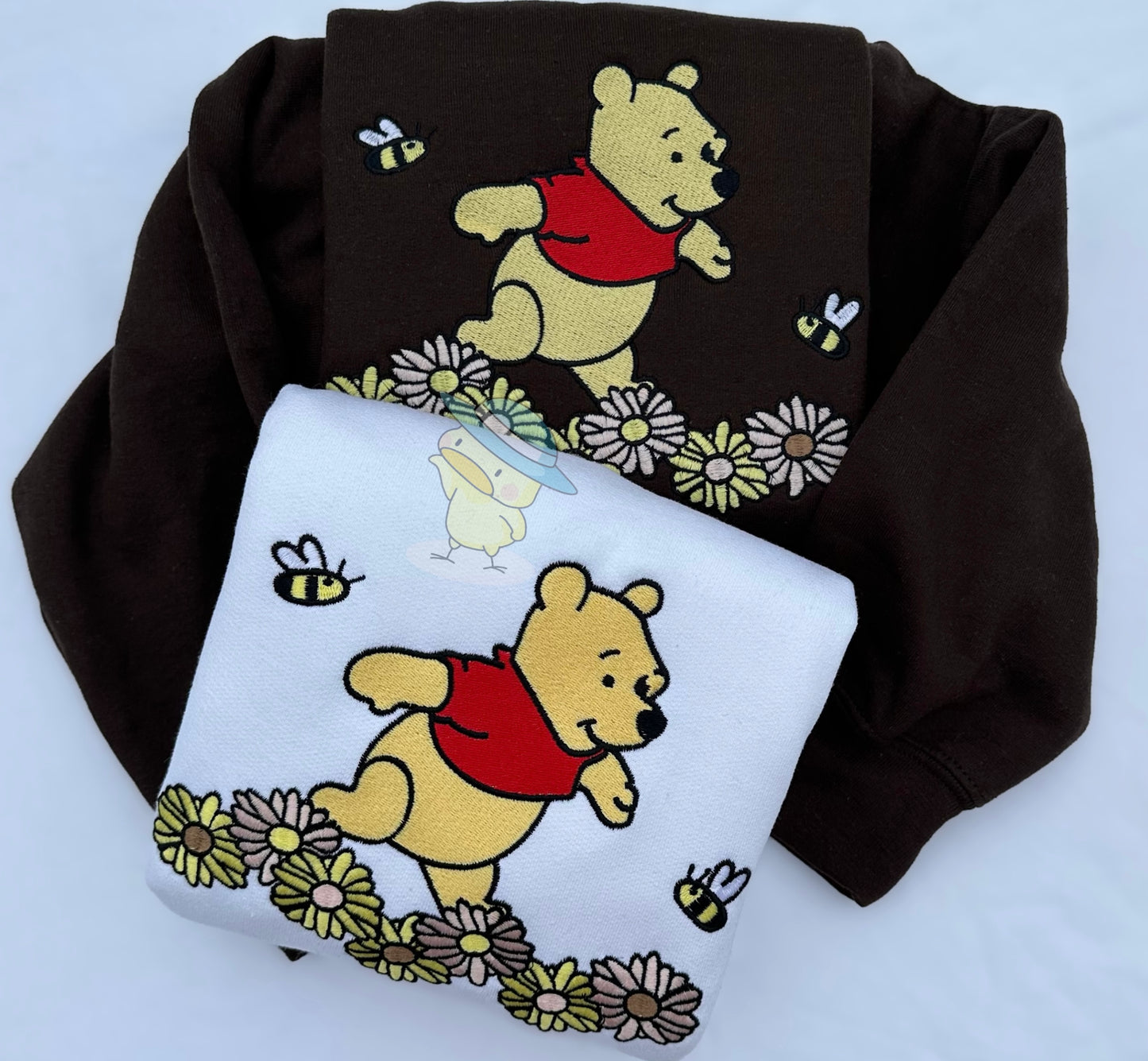 Bear Bee and Flowers 8x10 Embroidery Crewneck Sweatshirt